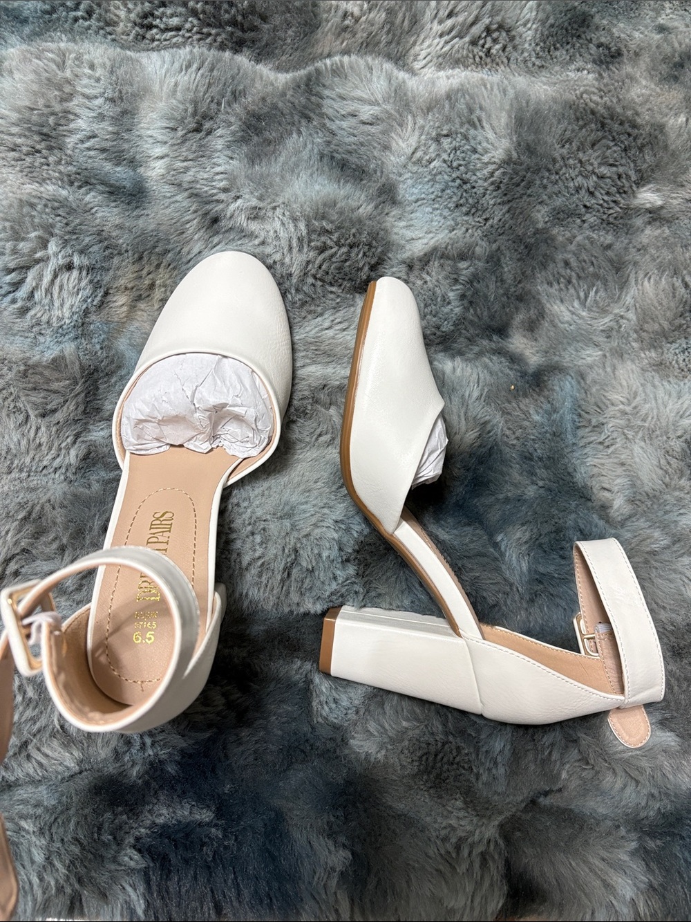 Classic White Ankle-Strap Block Heel Sandals